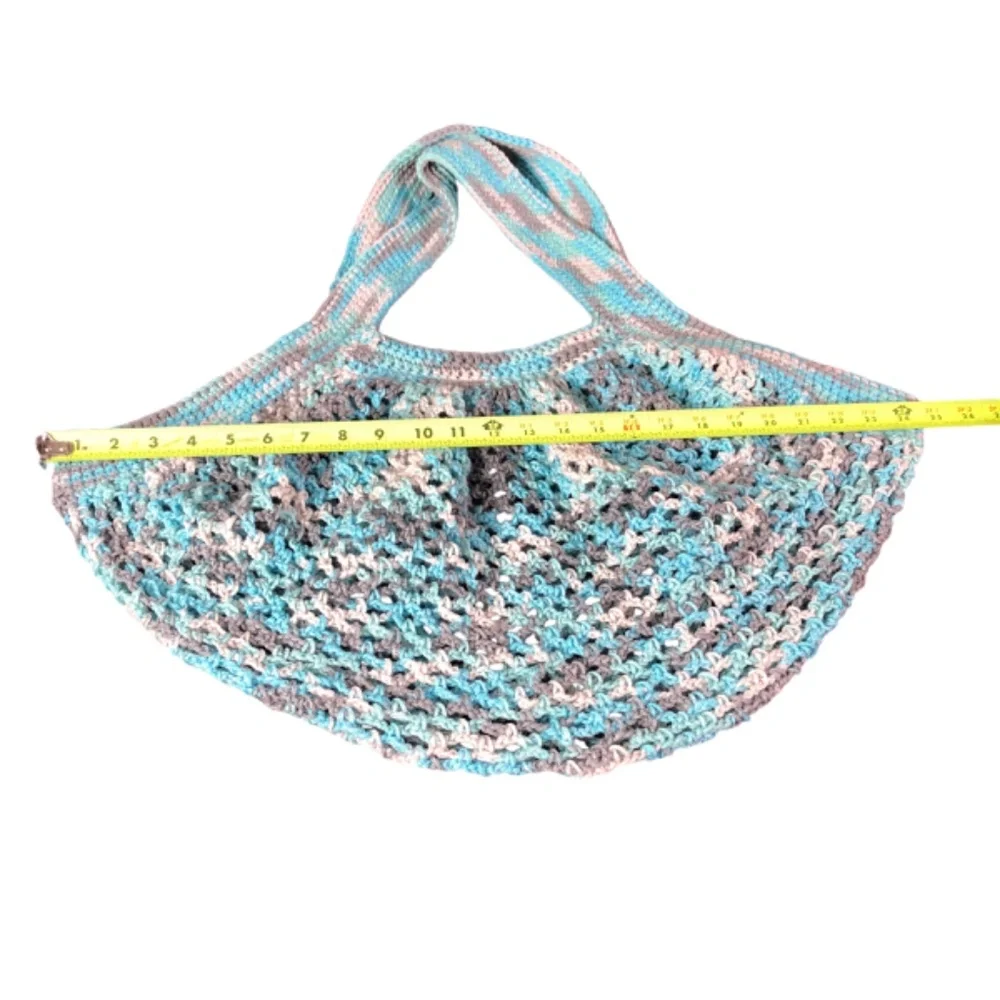 Handmade Crochet Icelandic Market Bag / Mesh Open Weave Fishnet Shopping Bag